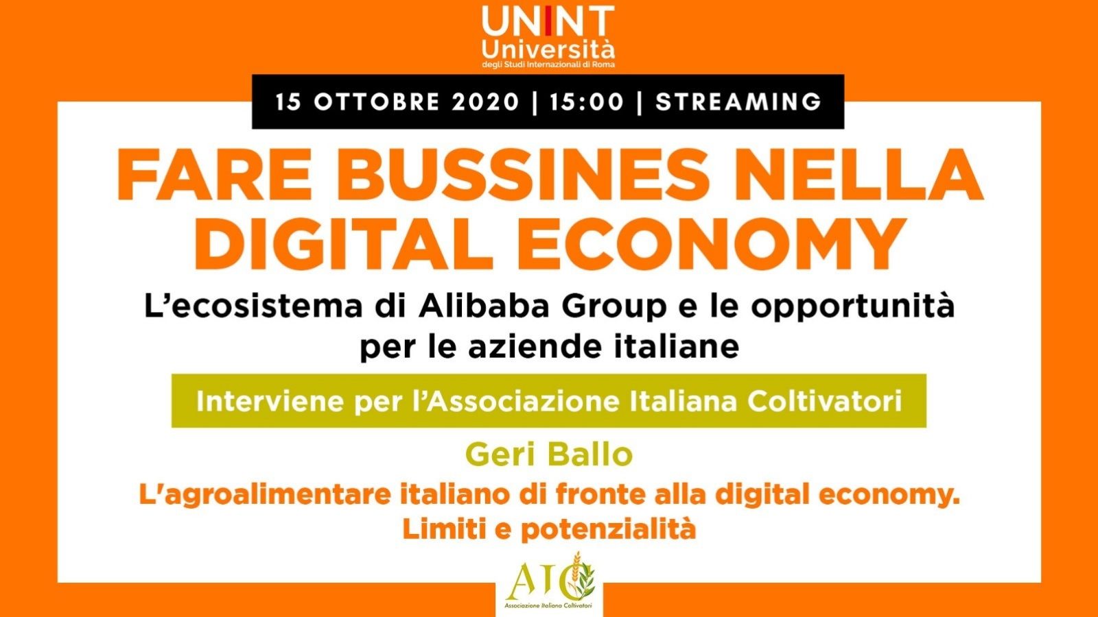 digital economy agroalimentare Alibaba e-commerce webinar